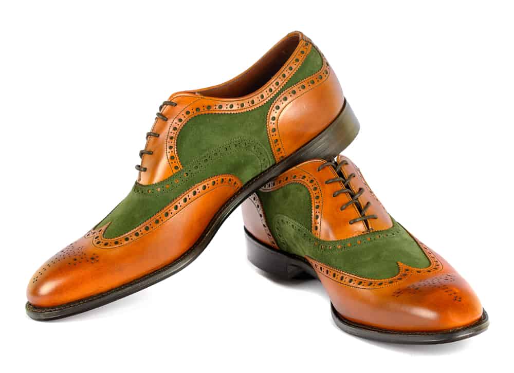 Men's Spectator Style Dress Shoes Green and Brown