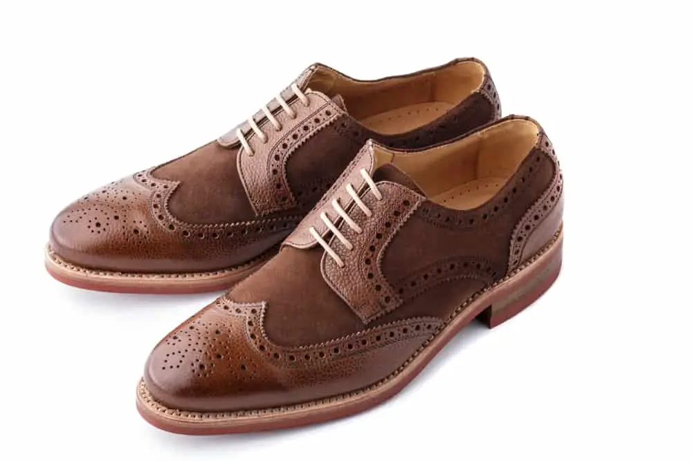 Two tone men brogues. The upper is stunning combination of brown calf with brown suede.