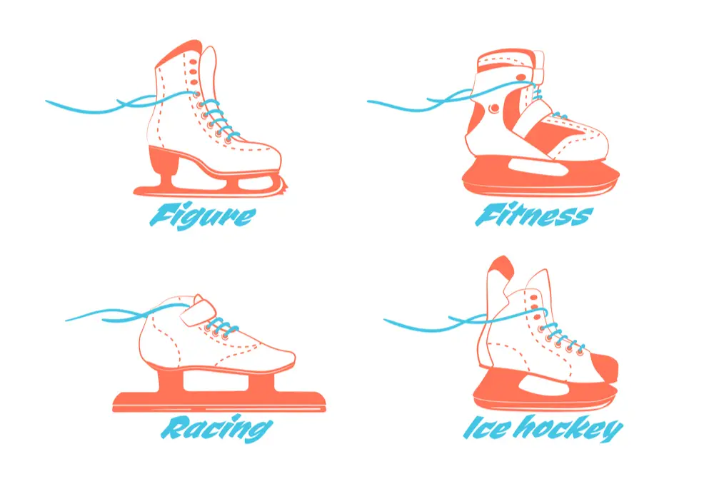 set of different ice skates - figure, fitness, Racing, hockey.