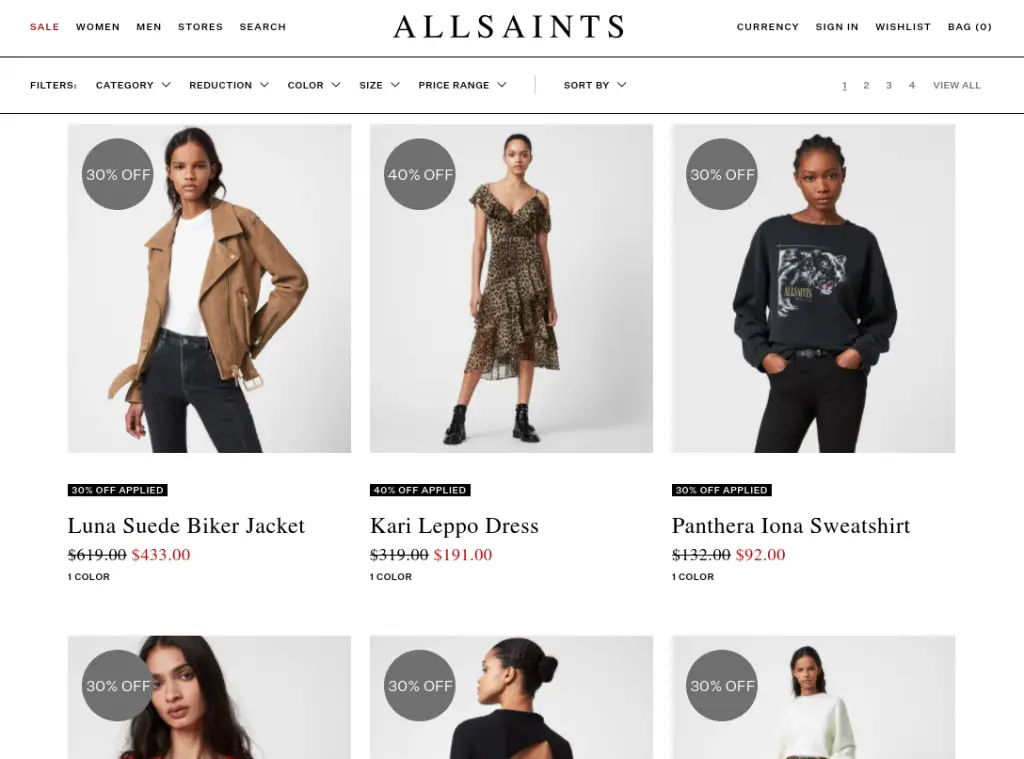 All Saints Edgy Clothing Discounts