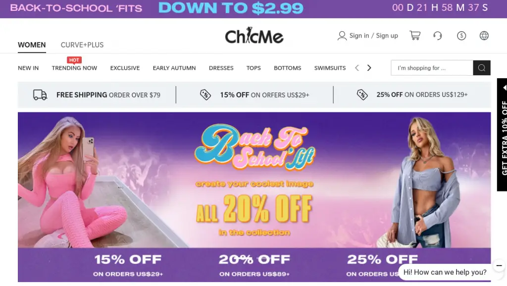 Chic Me - online shopping website focusing on women's fashion