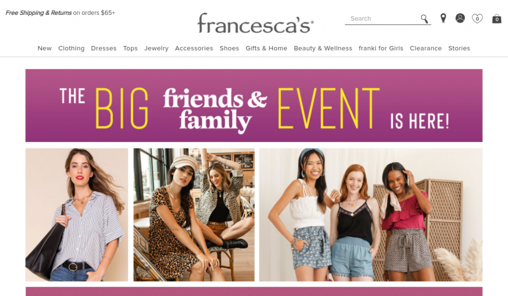 Francesca's boho boutique clothing, dresses, sweaters, jewelry, shoes, & unique gifts
