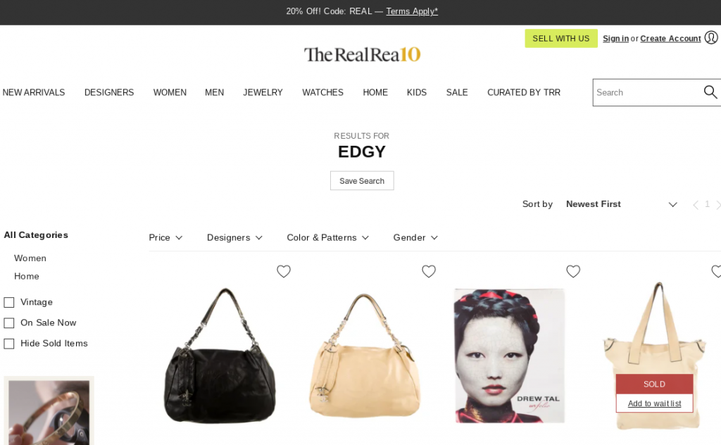 TheRealReal Edgy clothing and accessories