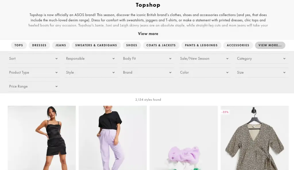 Topshop Clothing, Shoes & Accessories