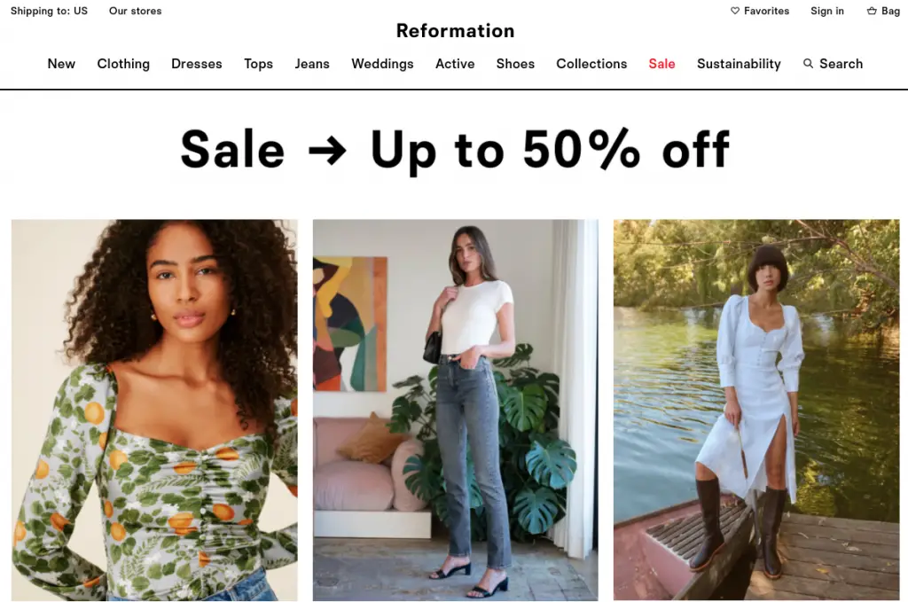Reformation: Sustainable Women's Clothing and Accessories