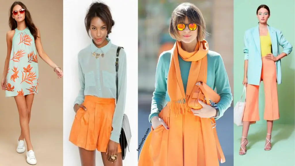 Burnt Orange and Mint Green Color Clothing Combinations