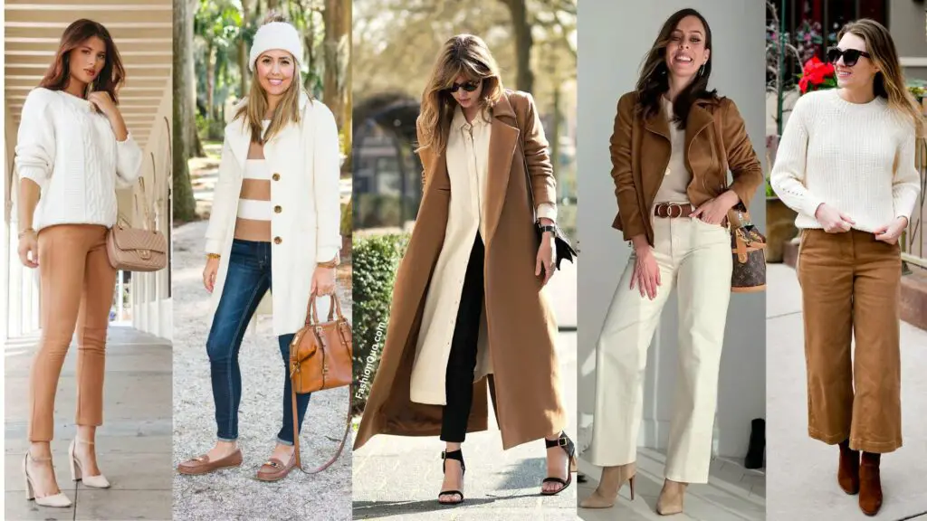Ivory and Brown Color Clothing Combinations