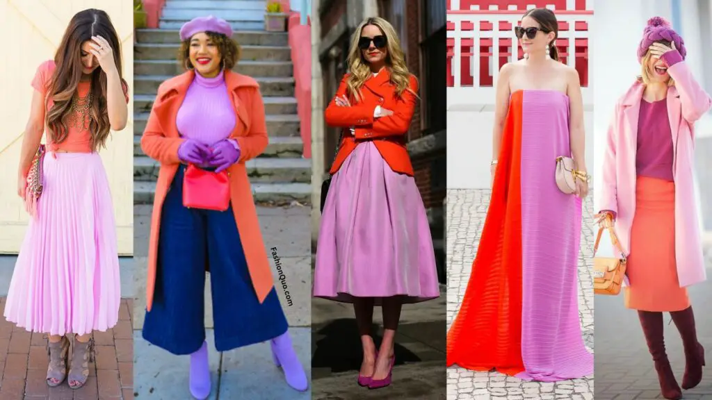 Lilac and Coral Color Clothing Combinations