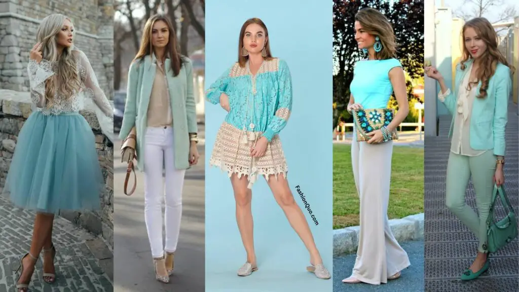 Off-White and Turquoise Color Clothing Combinations
