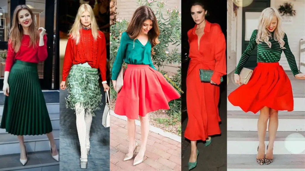 Rose Red and Emerald Green Color Clothing Combinations