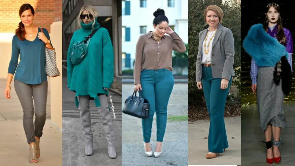 Teal and Charcoal Color Clothing Combinations